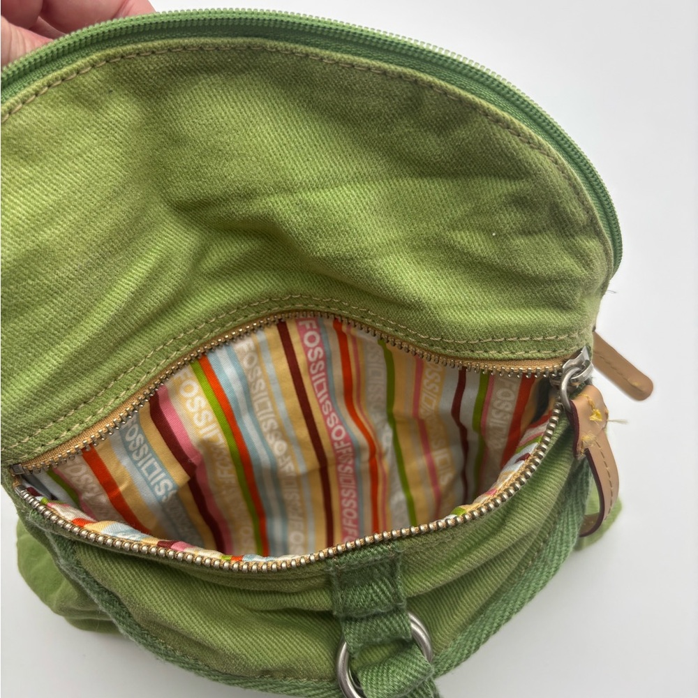 Vintage Fossil Green Canvas Mini Backpack - Casual Everyday Bag - Picture 3 of 13